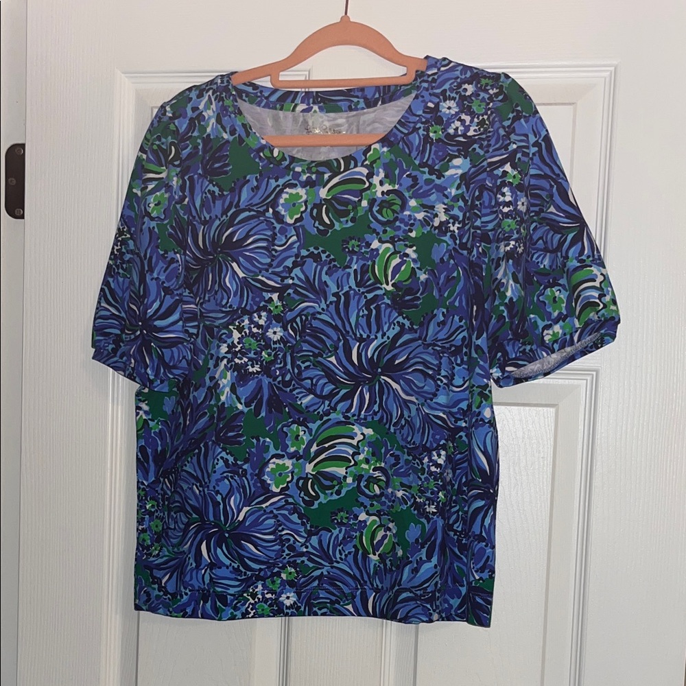 Lilly Pulitzer Blue and Green Floral Blouse
